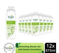 Simple Kind to Skin Refreshing Shower Gel 675ml, 12 Pack