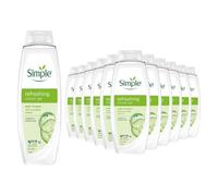 Simple Kind to Skin Refreshing Shower Gel, Pack of 12, Body Wash with Cucumber Extracts and Pro-Vitamin B5 Dermatologically Tested for Sensitive Skin, 675 ml