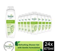 Simple Kind to Skin Refreshing Shower Gel 675ml, 24 Pack