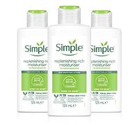 Simple Kind to Skin Replenishing Rich Moisturizer with Skin Smoothing Active for 12 Hours Hydration & Moisturization 125ml, Pack of 3