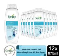 Simple Kind to Skin Sensitive Shower Gel 675ml, 12 Pack