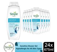Simple Kind to Skin Sensitive Shower Gel 675ml, 24 Pack