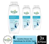 Simple Kind to Skin Sensitive Shower Gel 675ml, 3 Pack