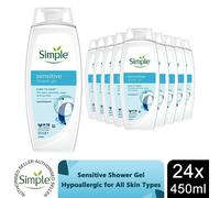 Simple Kind To Skin Shower Gel 24 Pack 450ml Sensitive Body Wash Hypoallergenic