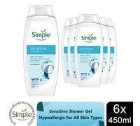 Simple Kind To Skin Shower Gel 6 Pack 450ml Sensitive Body Wash Hypoallergenic