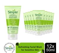 Simple Kind to Skin Soap Free Refreshing Facial Gel Wash 50ml, 12 Pack