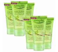 Simple Kind to Skin Soap Free Refreshing Facial Gel Wash - 6 x Pack 50ml.