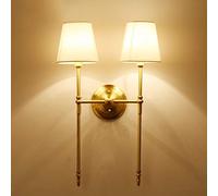 Simple Lantern Study Bedroom Decorative Wall Sconce Postmodern Fashion Living Room Wall Lamps All Copper Lamp-Base Fabric Wall Lampshades Modern Chandeliers (2)