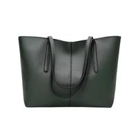 Simple Large Capacity Tote Hand Bill Of Lading Shoulder Tote PU Leather Women's Bag(Green)