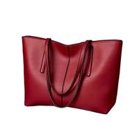 Simple Large Capacity Tote Hand Bill Of Lading Shoulder Tote PU Leather Women's Bag(Red)