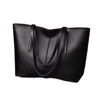 Simple Large Capacity Tote Hand Bill Of Lading Shoulder Tote PU Leather Women's Bag(Schwarz)