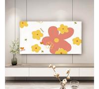 Simple Leaf Flower Pattern Soft Stretch Fabric TV Display Protector Dust Cover, Elastic TV Screen Protector Universal 32-85 Inch, Dustproof and Decorative-A|| 76-85inch