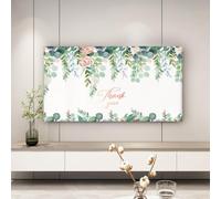 Simple Leaf Flower Pattern Soft Stretch Fabric TV Display Protector Dust Cover, Elastic TV Screen Protector Universal 32-85 Inch, Dustproof and Decorative-B||32-39inch