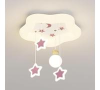 Simple Led Ceiling Light Fixture Modern Children Bedroom Flush Mount Cute Star Ceiling Lamp Cloud Sclose to Ceiling Lamp Nordic Star Decor White Chandelier for Girls Boys Living Room/Pink
