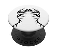 Simple Leopard Gecko Lizard Outline Art PopSockets Adhesive PopGrip
