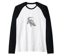 Simple Leopard Gecko Lizard Outline Art Raglan Baseball Tee