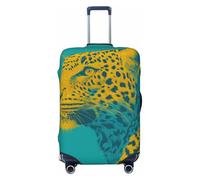 Simple Leopard in Turquoise and Yellow Colors Elastic Travel Luggage Covers Dustproof Scratch-Resistant Suitcase Protector Fit 22-24 Inch