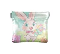 Simple Let's Go Cute Bunny Women Leather Cash Wallet Waterproof Change Purse with Clasp for Men Women Travel