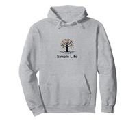 Simple Life Tree Logo Minimalist Nature Inspired Pullover Hoodie, Adult Unisex, Heather Grey, M