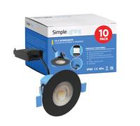 Simple Lighting® 6W Fire Rated Downlights Matt Black Pack of 10 | IP65 Colour Changing Dimmable LED Ceiling Lights 600 Lumens