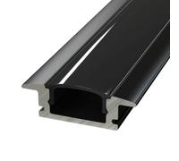 Simple Lighting Black LED Profile 2m, Recessed Aluminium Channel with Black Diffuser, End Caps and Brackets, for LED Strip up to 12mm Wide, 17.5mm Cut-Out