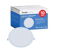 Simple Lighting® Pack of 10 Round LED Panel Lights, 300mm, 24W, 1920 Lumens Each, CCT Adjustable (3000K/4000K/6000K), 120° Beam, 275mm Cut-Out, Matt White