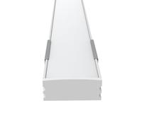 Simple Lighting White LED Aluminium Profile 2m, Slim 7mm Surface Mounted Channel with Frosted Diffuser, End Caps, Brackets and Screws, for LED Strip up to 12mm Wide