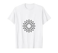 Simple Line Art Sunflower Graphic Value Graphic T-Shirt, Men, White, M