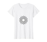 Simple Line Art Sunflower Graphic Value Graphic T-Shirt, Women, White, M