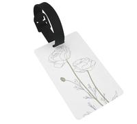 Simple Line Art Two Flowers Luggage Tags Name Id Label Suitcase Tags, Ideal for Travel Cruise Backpacks Bag