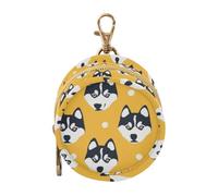 Simple Line Cartoon Dog Faces Black on Yellow Newborned Boy Pacifier Case Holder Portable Key Chain Wallet, Small Item Storage pouching estuche para chupetes de