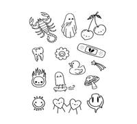 Simple Line Drawing Small Object Juice Tattoo Sticker Waterproof Color Holding 1-2 Weeks