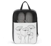 Simple Line Four Poppy Flowers Shoe Bag for Travel Daily Use Anti-dust Storage Carrier Golf Shoe Pouch