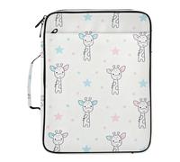 Simple Line Giraffe Expanding File Pocket Multiple Pockets 1.5-Inch 3-Ringing Organizer Binder with Zipper Closure for Document Storage