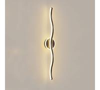 Simple Linear Wall Lamp Modern 15.7"/31.4" Long LED Wall Sconce Wave Aluminum Wall Lighting Fixture Acrylic Shade, Black/White Bathroom Vanity Lighting Minimalist Linear Sconces, 12W/20W