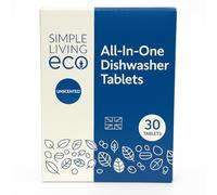 Simple Living Eco Dishwasher Tablets, Naturally Derived Dishwashing Detergent, Vegan and Plant-Based Dish Soap Tablets, Phosphate Free, 30 (Per Pack)