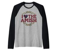 Simple Living Quilt Heart Rustic Folk Art Quote Raglan Baseball Tee