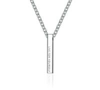 Simple Long Column Smooth Titanium Steel Pendant Live for Yourself Self Motivating and Inspirational Necklace