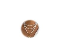 Simple Long Pearl Collar Necklace Sexy Summer Beads Clavicle Chain Necklace Metal Heart Pendant Neck Chain Multi-layered Pearl Body Chain Jewelry for Women, M, Metal, alloy