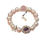 Simple Love Pink Pearl Bracelet 2025 New Sense Niche High Value Temperament Personalized Fashion Shiny Bracelet