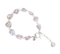 Simple Love Pink Pearl Bracelet 2025 New Sense Niche High Value Temperament Personalized Fashion Shiny Bracelet
