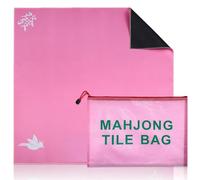 Simple Mahjong Playing Mat for Table with Mahjong Tile Bag, Anti Slip and Noise Reduction Table Cover for Mah jongg, Poker, Card Games, Board Games (Pink, 31.5"*31.5")