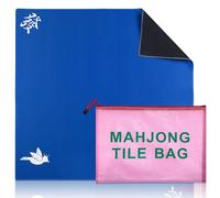 Simple Mahjong Playing Mat for Table with Mahjong Tile Bag, Anti Slip and Noise Reduction Table Cover for Mah jongg, Poker, Card Games, Board Games (Navy, 31.5"*31.5")