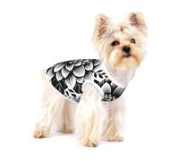Simple Mandala Small Cotton Dog Vest for Small Dogs - Breathable Pet T Shirt with Unique Print - Summer Puppy Clothes for Cats