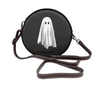 Simple Minimalist Bedsheet Ghost Women Round Crossbody Bags Leather Sling Bag Purse