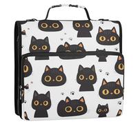Simple Minimalist Cats Black 3 Rings 1.5 inch Binder Organizer with Handle Easy to Carry Document Organizer Bag Suitable for Middle School