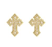 Simple Minimalist Crosses Earrings Lightweight Copper Studs Rhinestones Ear Accessories for Daily Wear Tiny Religious Symbol Studs Oxidation Copper Jewelry Lightweight