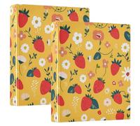 Simple Minimalist Peach Strawberries 1 and A Half Inch Notebook Binders 3-Ringing with Clipboard 1/2 Packs Office Supplies 200 Sheets
