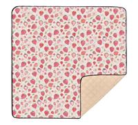 Simple Minimalist Peach Strawberries Cute Foldable Baby Gym & Activity Mat for Indoor Outdoor Washable Baby Kick Crawling Mat for Babies Infants Toddlers, 50'' x 50''