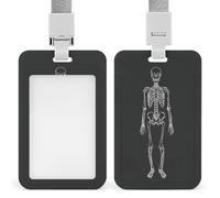 Simple Minimalistic Skeleton Illustration ID Badge Holder Retractable Clip Card Holder Card Protector Name Badge Name Tag for Work Office Doctor Nurse